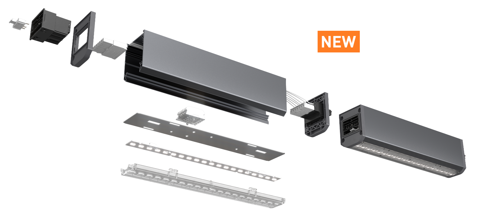 BJB Lichtbandverbindersystem komplette Darstellung Englisch