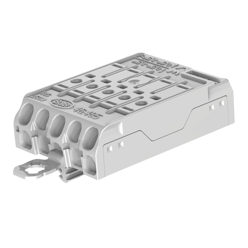 Flat Terminal block 5 poles with earth bracket, snap-in pins Aluprofile LNEZDA+DA- and contact opening function